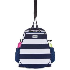 Navy and White Striped Backpack